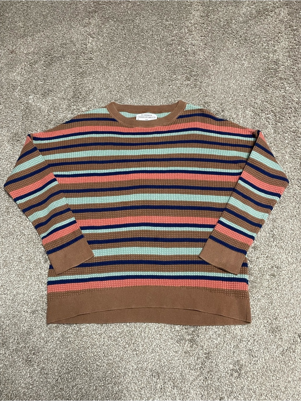REI Cooperative Waffle Knit Striped Sweater Women’s Large